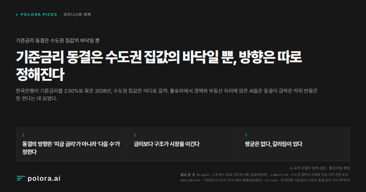 기준금리 동결은 수도권 집값의 바닥일 뿐, 방향은 따로 정해진다