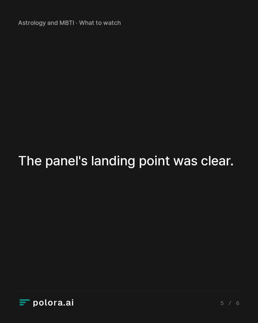 The panel's landing point was clear.