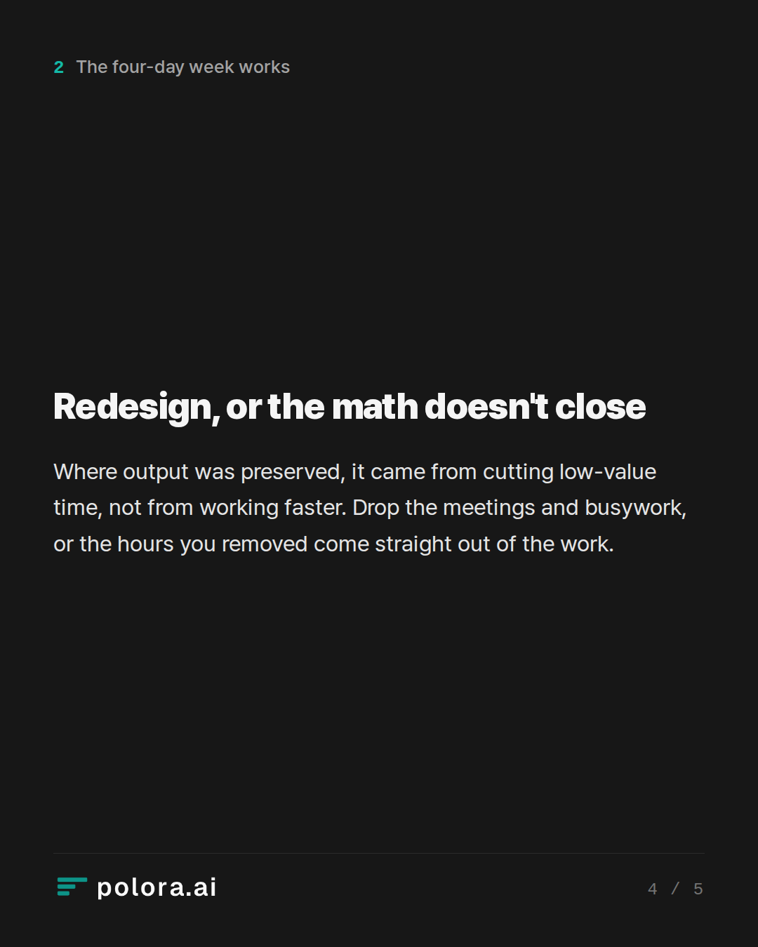 Redesign, or the math doesn't close