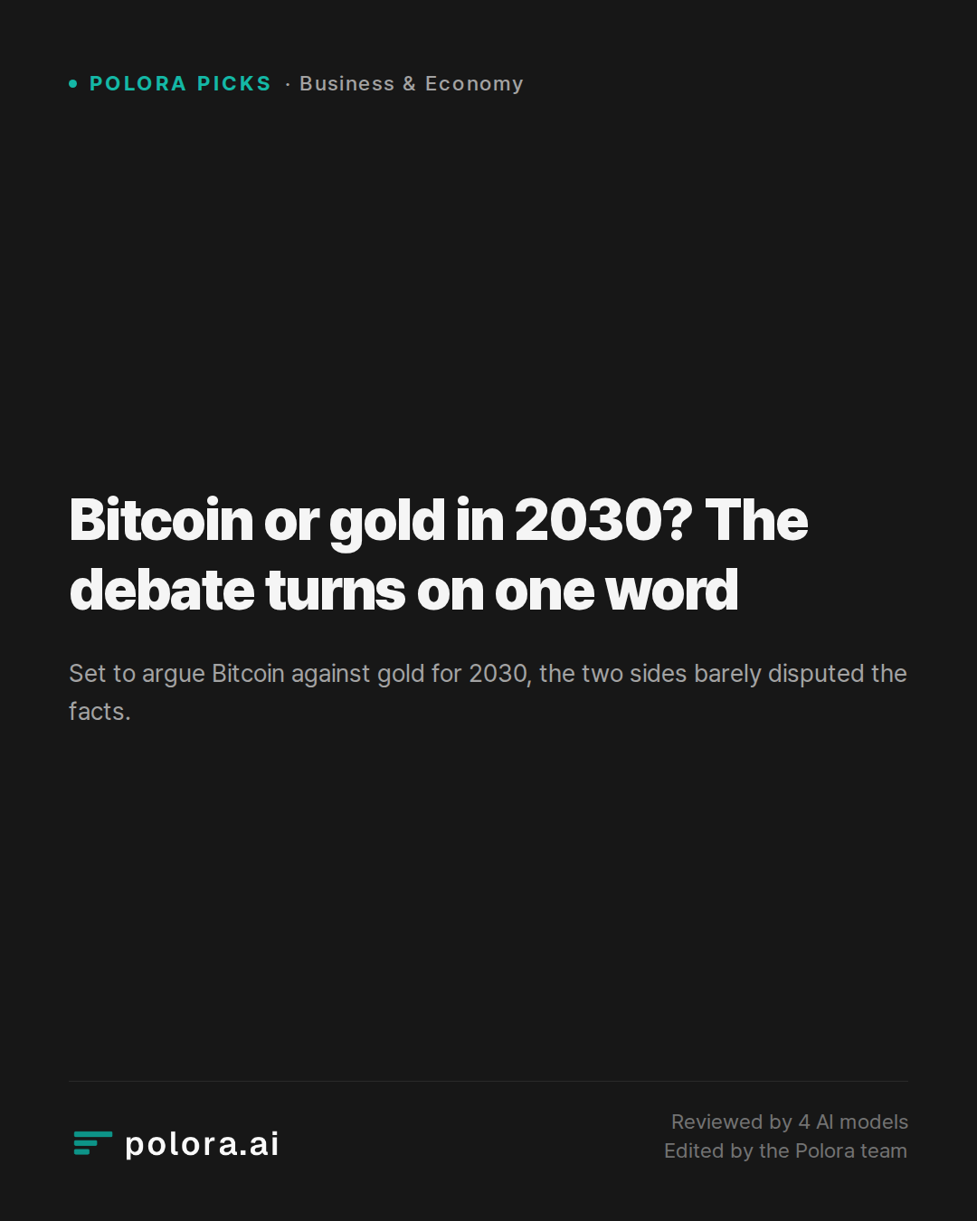 Bitcoin or gold in 2030? The debate turns on one word