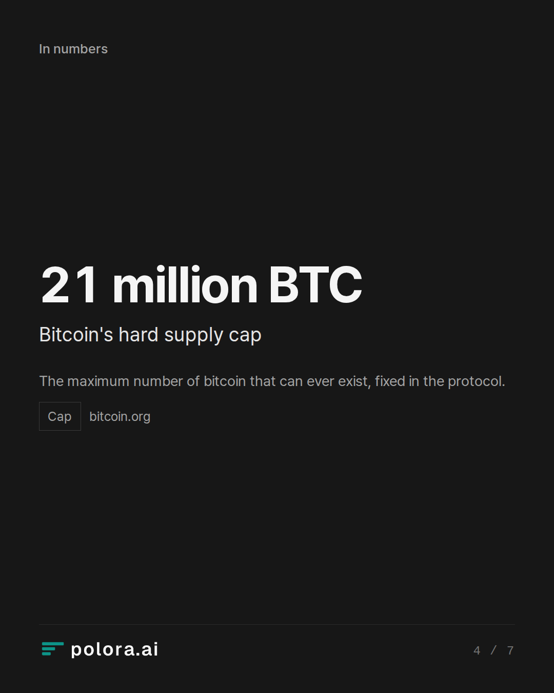 The maximum number of bitcoin that can ever exist, fixed in the protocol.