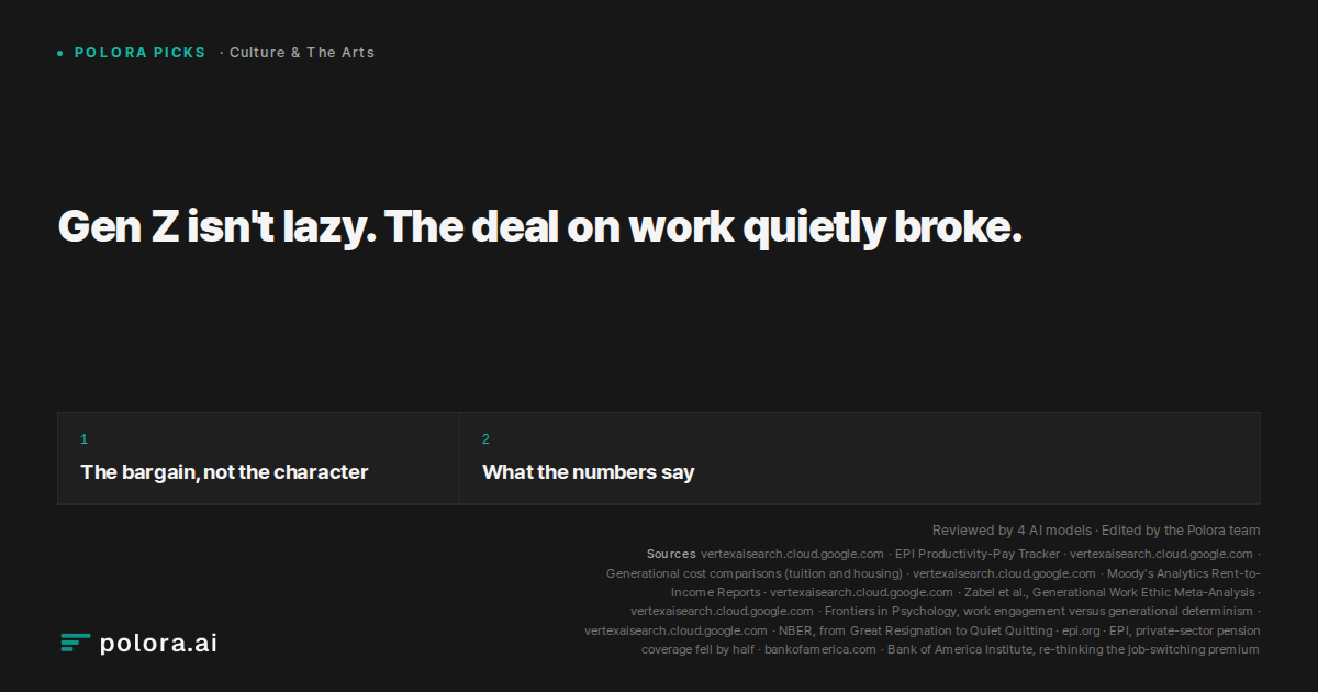 Gen Z isn't lazy. The deal on work quietly broke.
