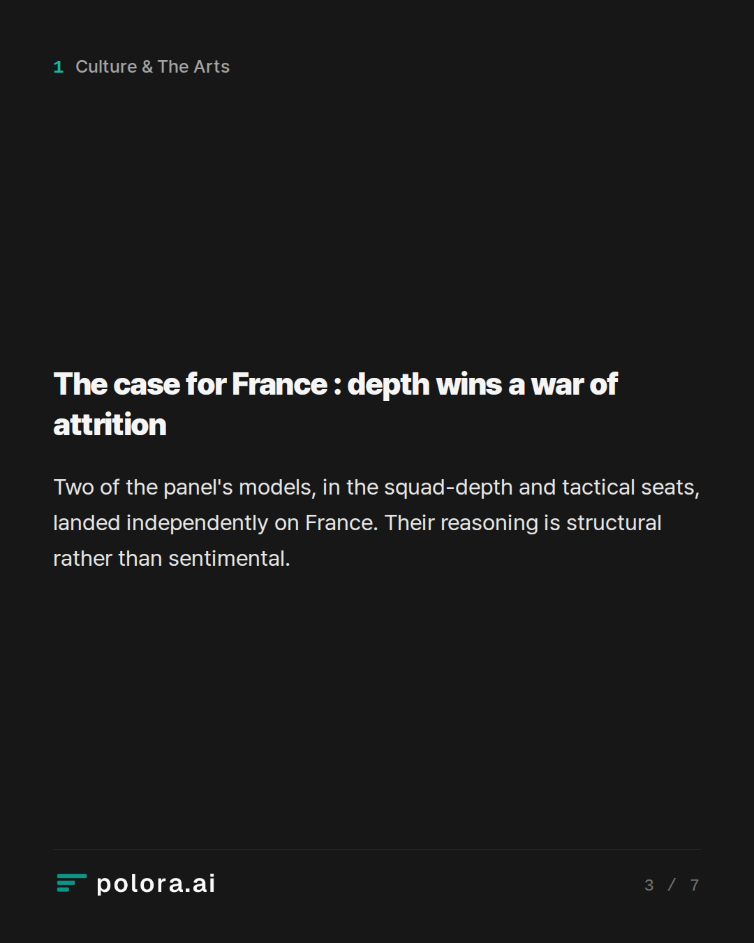 The case for France : depth wins a war of attrition