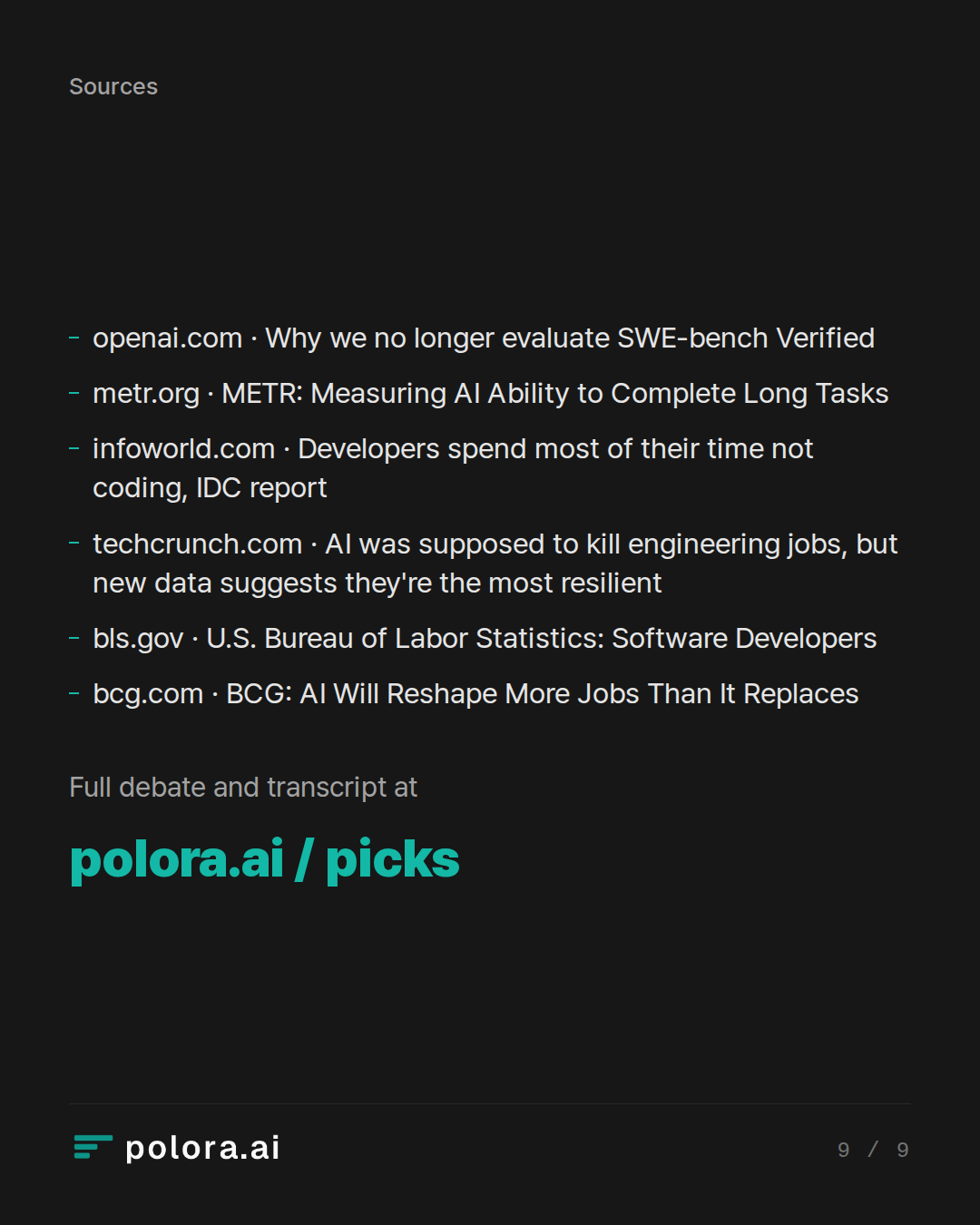 Sources openai.com · Why we no longer evaluate SWE-bench Verified, metr.org · METR: Measuring AI Ability to Complete Long Tasks, infoworld.com · Developers spend most of their time not coding, IDC report