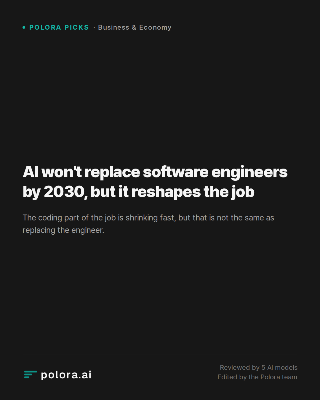 AI won't replace software engineers by 2030, but it reshapes the job