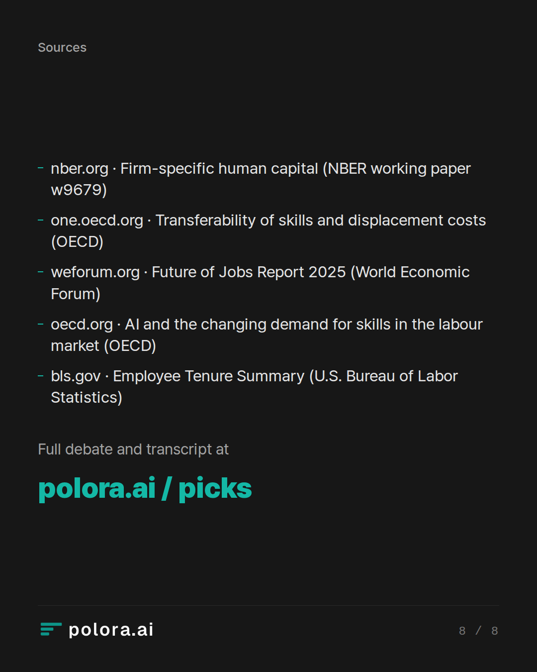 Sources nber.org · Firm-specific human capital (NBER working paper w9679), one.oecd.org · Transferability of skills and displacement costs (OECD), weforum.org · Future of Jobs Report 2025 (World Economic Forum)