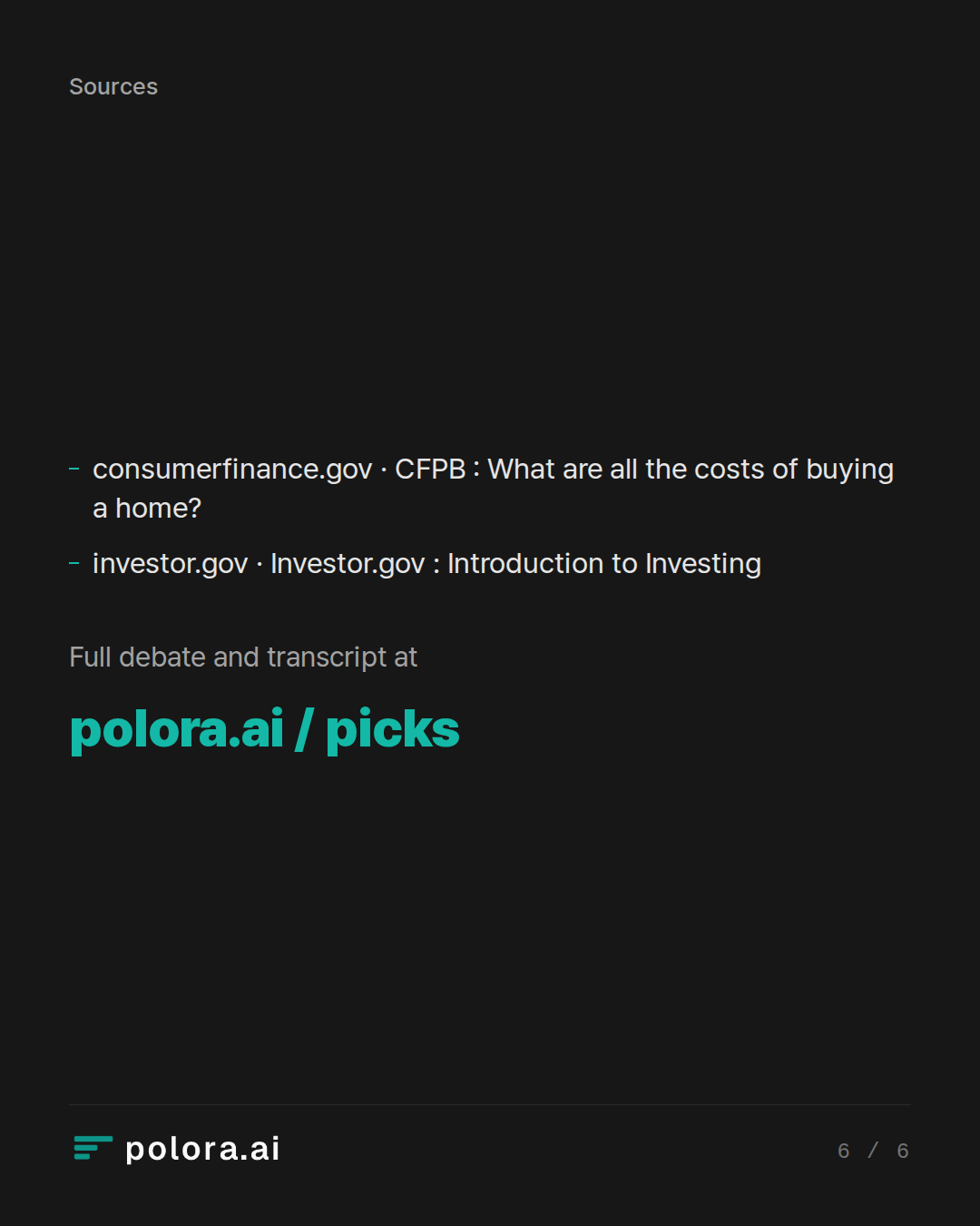 Sources consumerfinance.gov · CFPB : What are all the costs of buying a home?, investor.gov · Investor.gov : Introduction to Investing