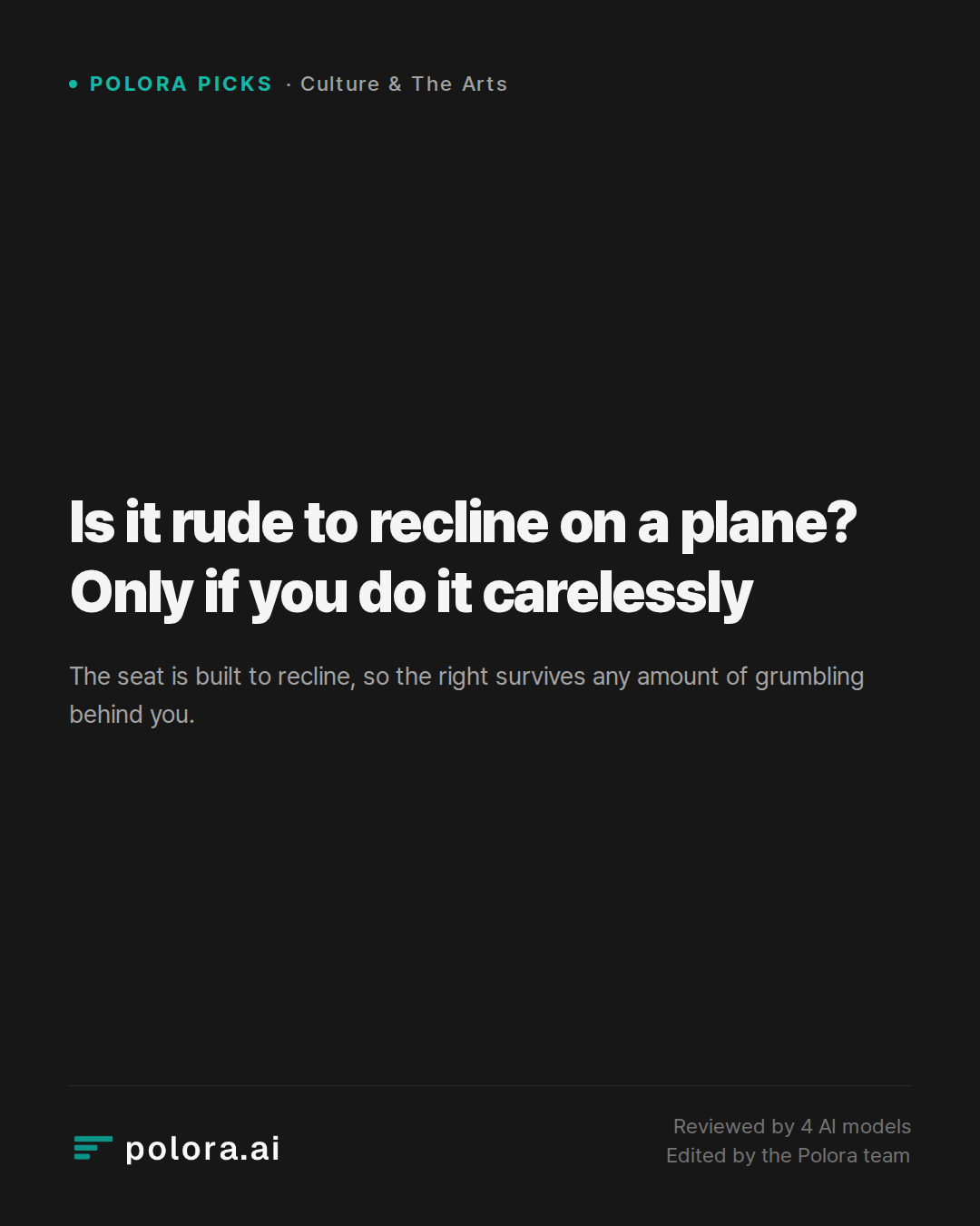 Is it rude to recline on a plane? Only if you do it carelessly