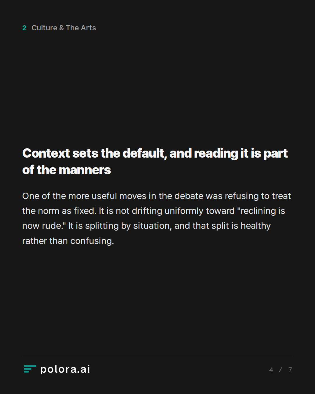 Context sets the default, and reading it is part of the manners