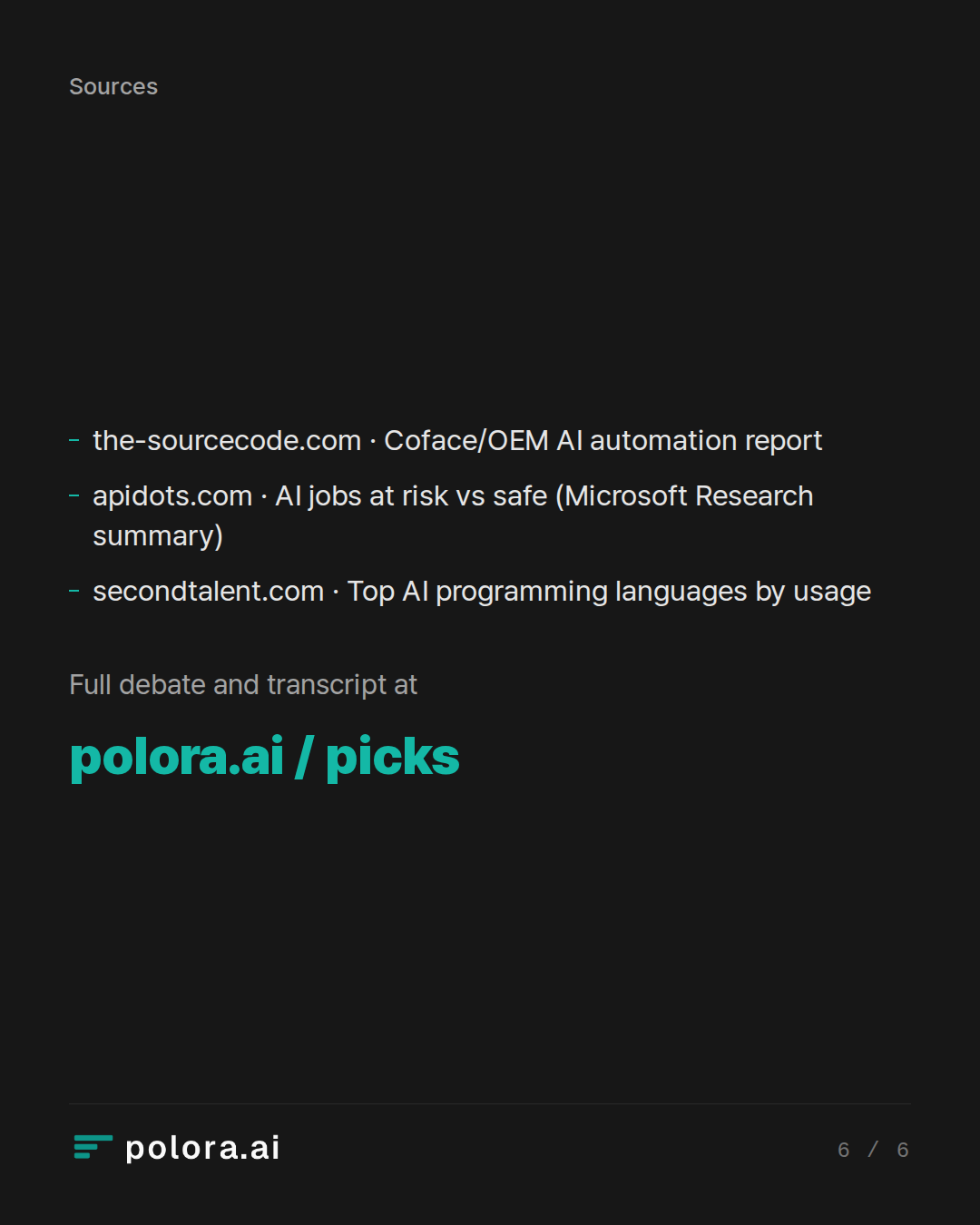Sources the-sourcecode.com · Coface/OEM AI automation report, apidots.com · AI jobs at risk vs safe (Microsoft Research summary), secondtalent.com · Top AI programming languages by usage