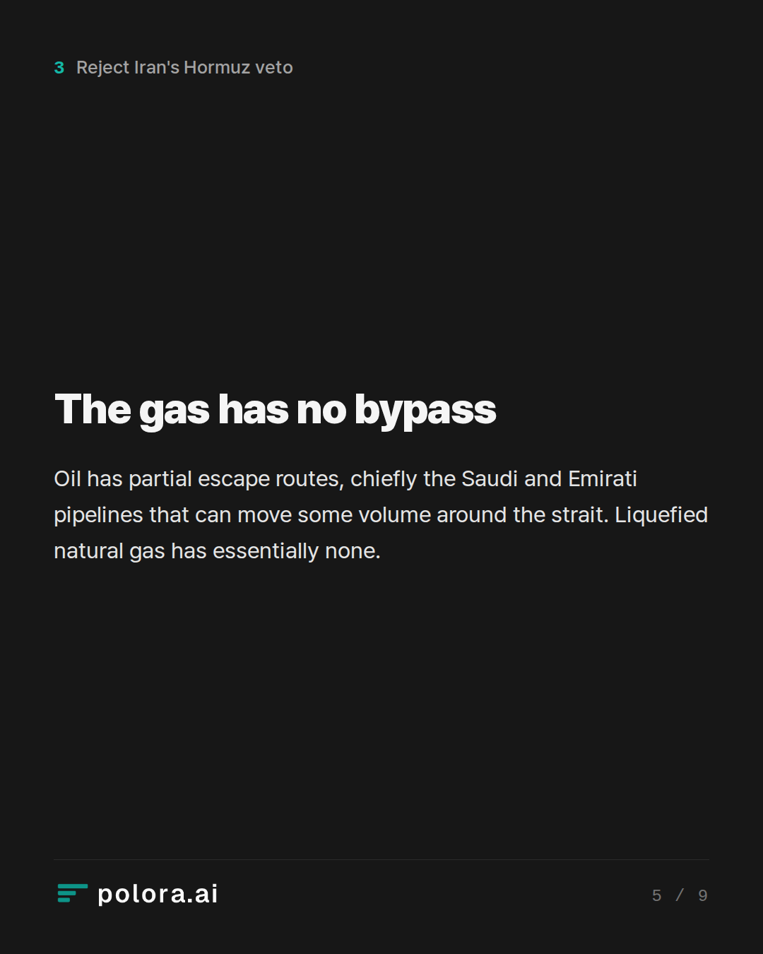 The gas has no bypass
