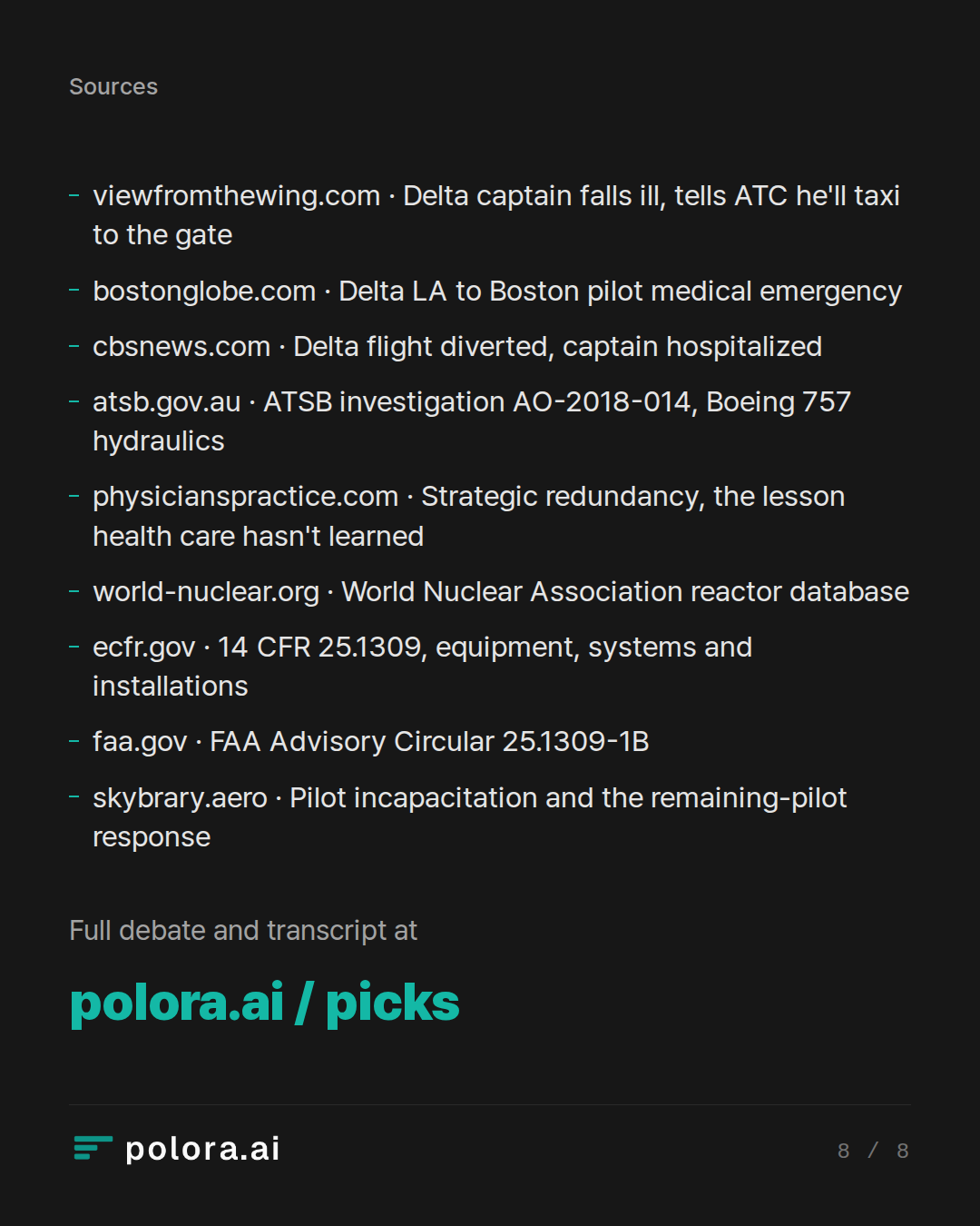 Sources viewfromthewing.com · Delta captain falls ill, tells ATC he'll taxi to the gate, bostonglobe.com · Delta LA to Boston pilot medical emergency, cbsnews.com · Delta flight diverted, captain hospitalized