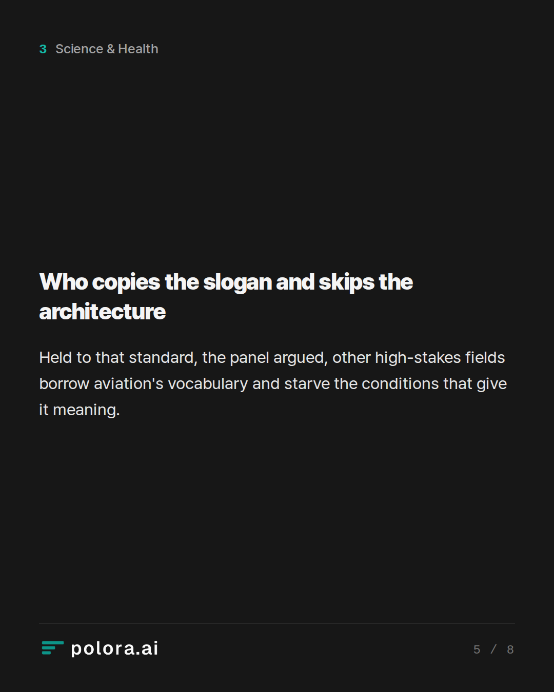 Who copies the slogan and skips the architecture