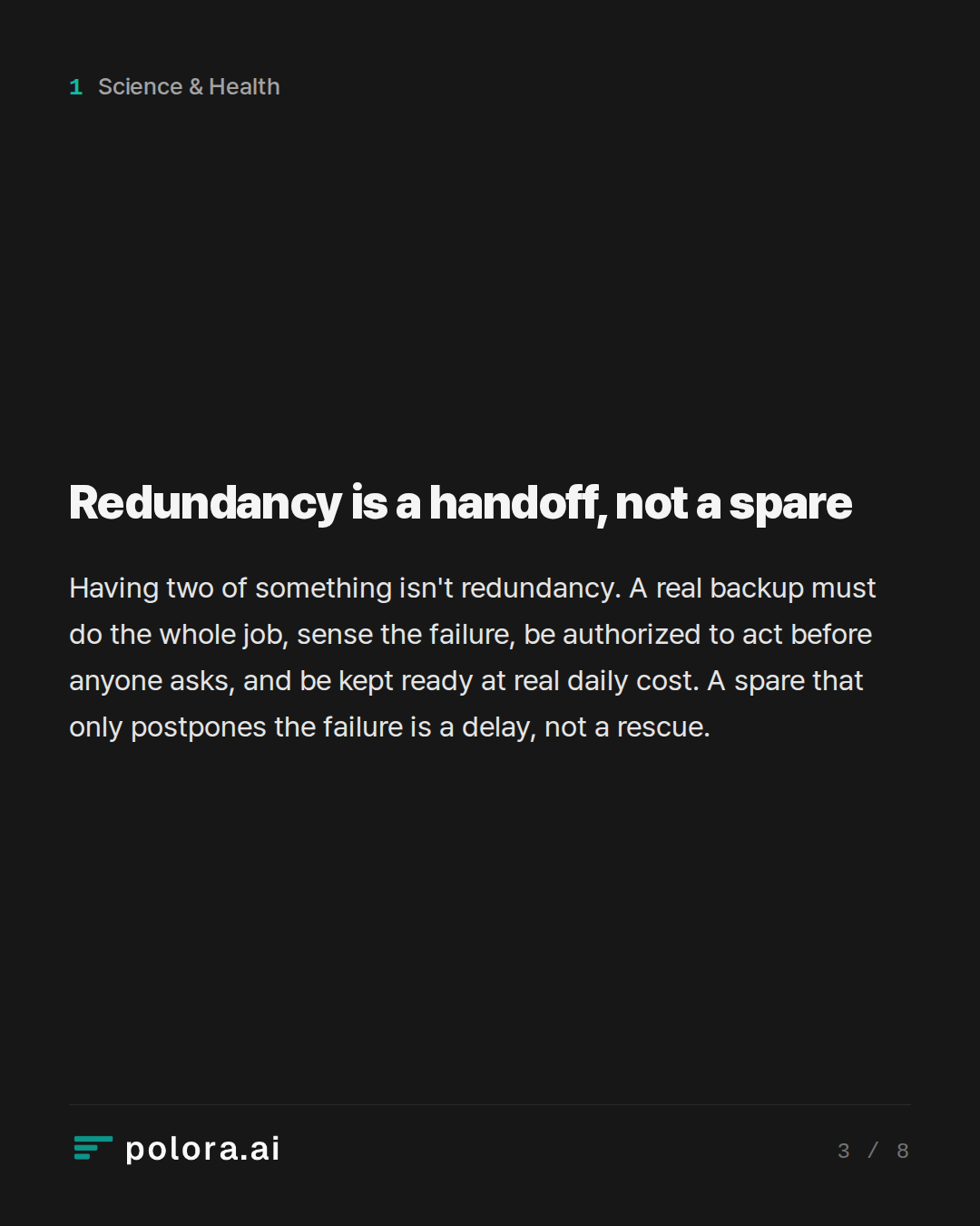 Redundancy is a handoff, not a spare