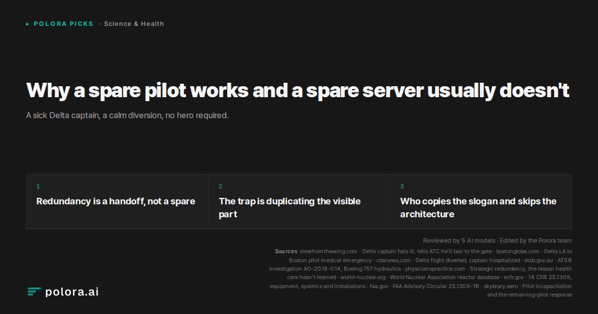 Why a spare pilot works and a spare server usually doesn't
