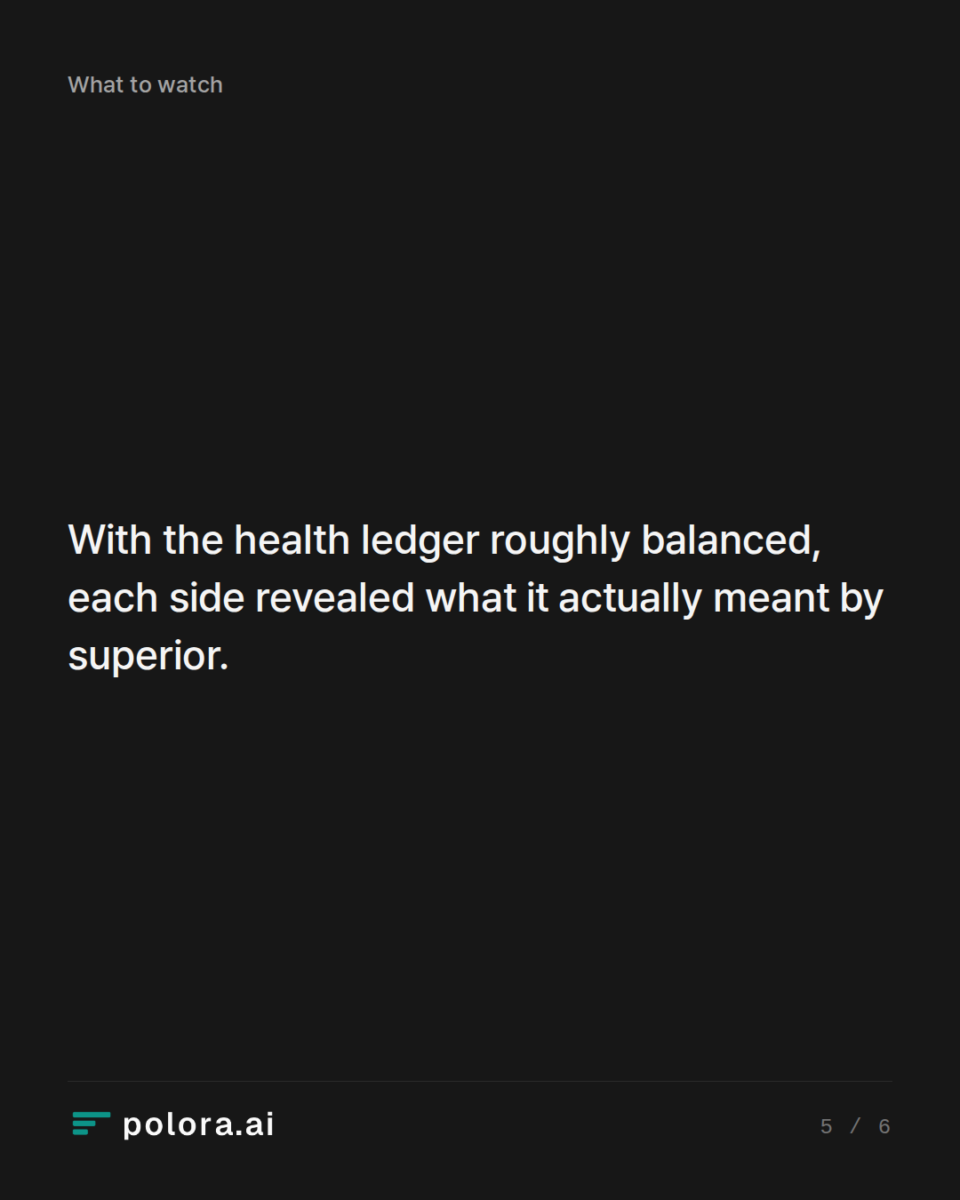 With the health ledger roughly balanced, each side revealed what it actually meant by superior.