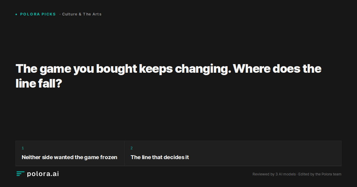 The game you bought keeps changing. Where does the line fall?