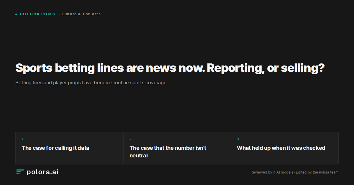 Sports betting lines are news now. Reporting, or selling?