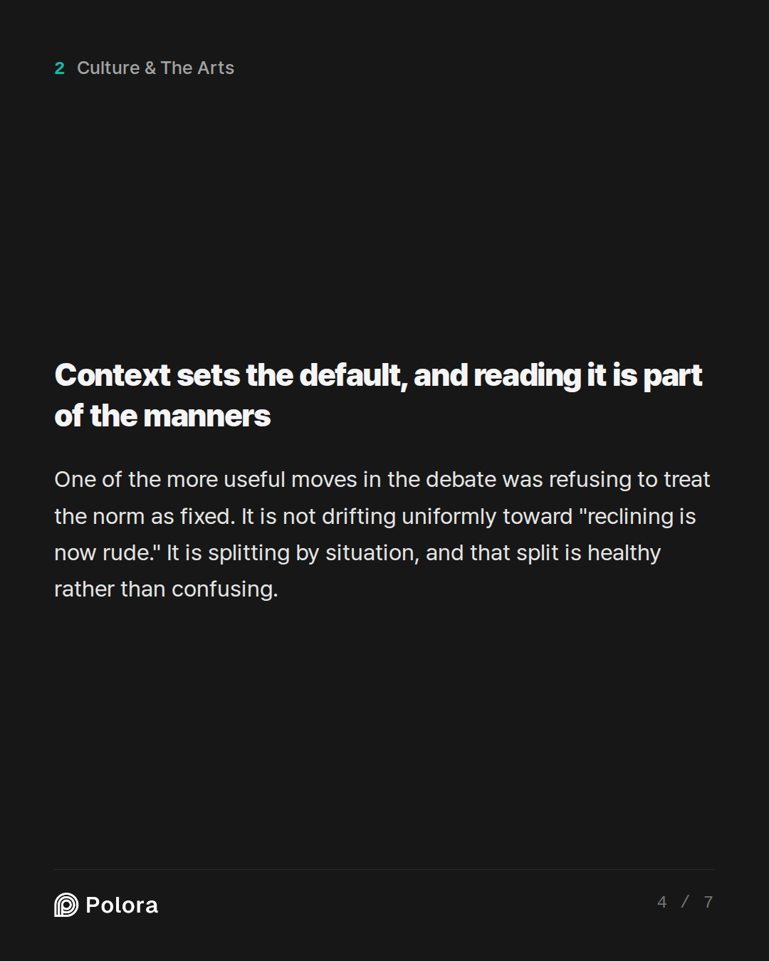 Context sets the default, and reading it is part of the manners