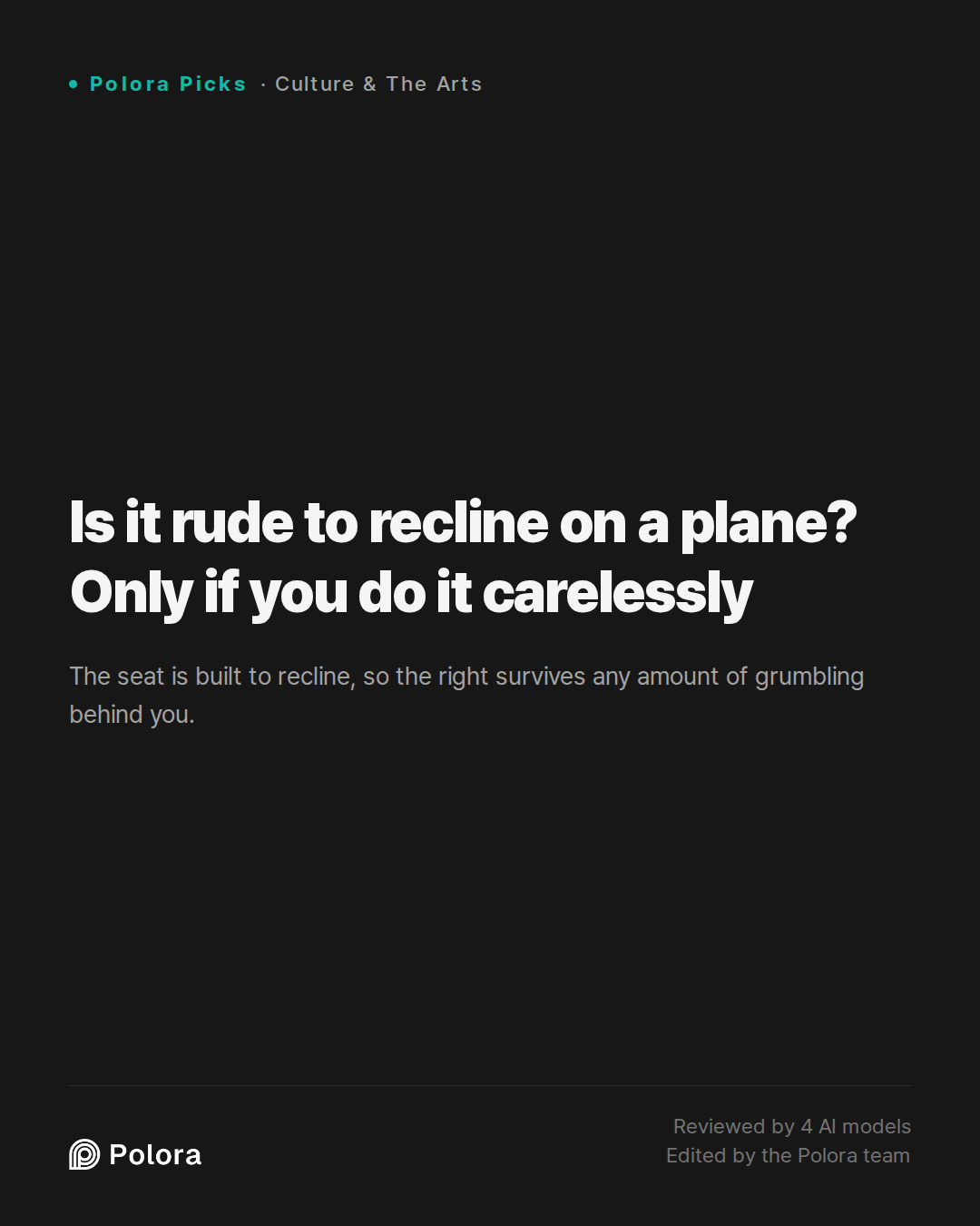 Is it rude to recline on a plane? Only if you do it carelessly