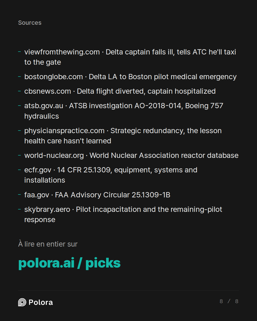 Sources 9 : viewfromthewing.com · Delta captain falls ill, tells ATC he'll taxi to the gate, bostonglobe.com · Delta LA to Boston pilot medical emergency, cbsnews.com · Delta flight diverted, captain hospitalized + 6