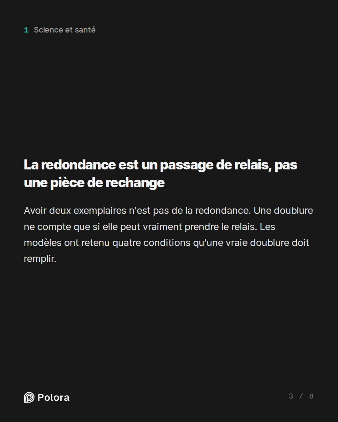 La redondance est un passage de relais, pas une pièce de rechange