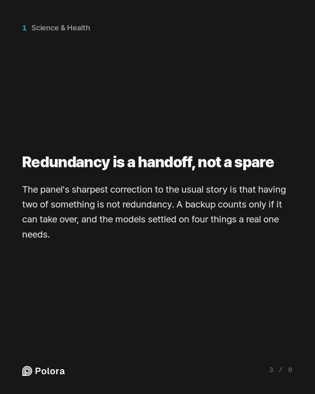 Redundancy is a handoff, not a spare