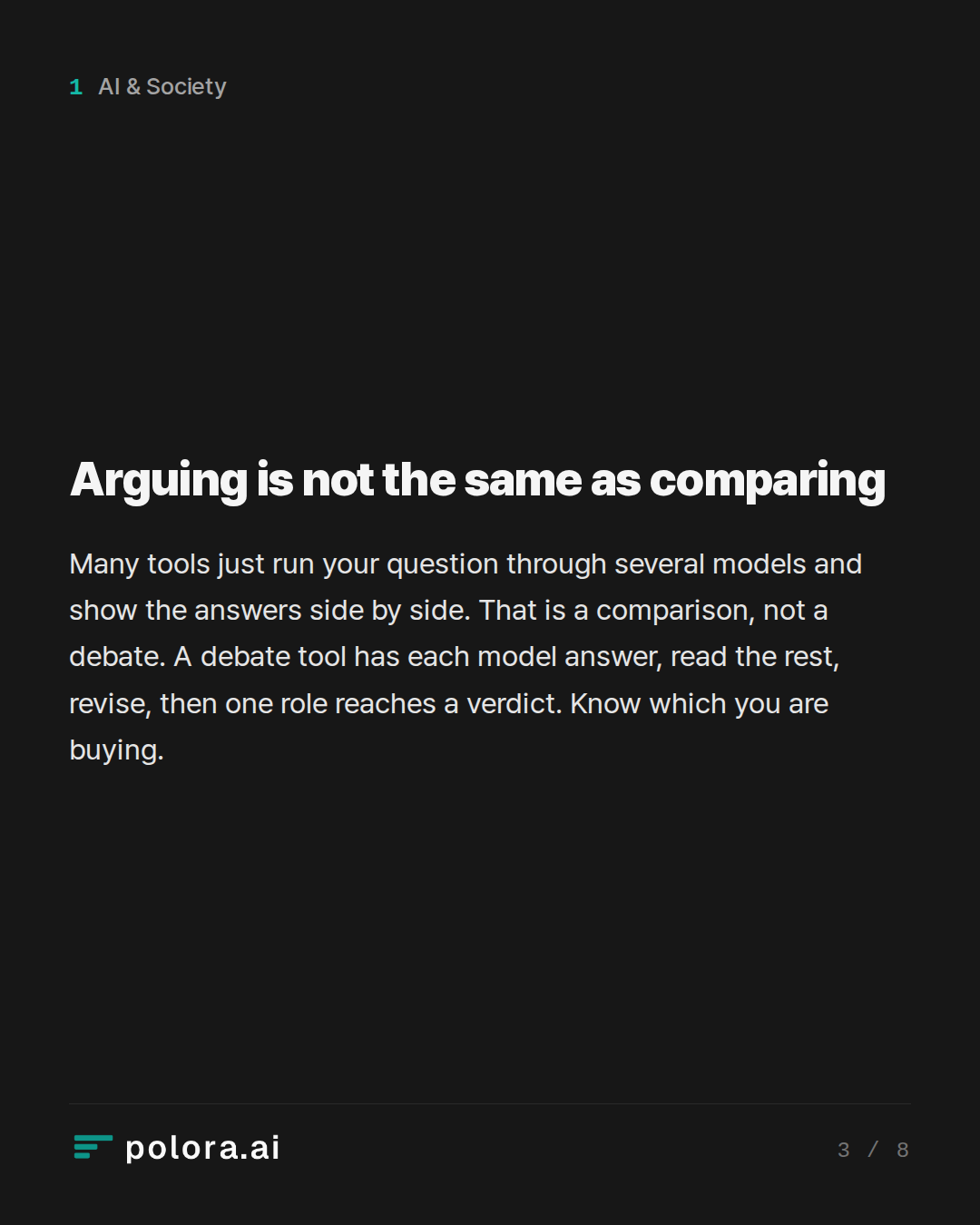 Arguing is not the same as comparing