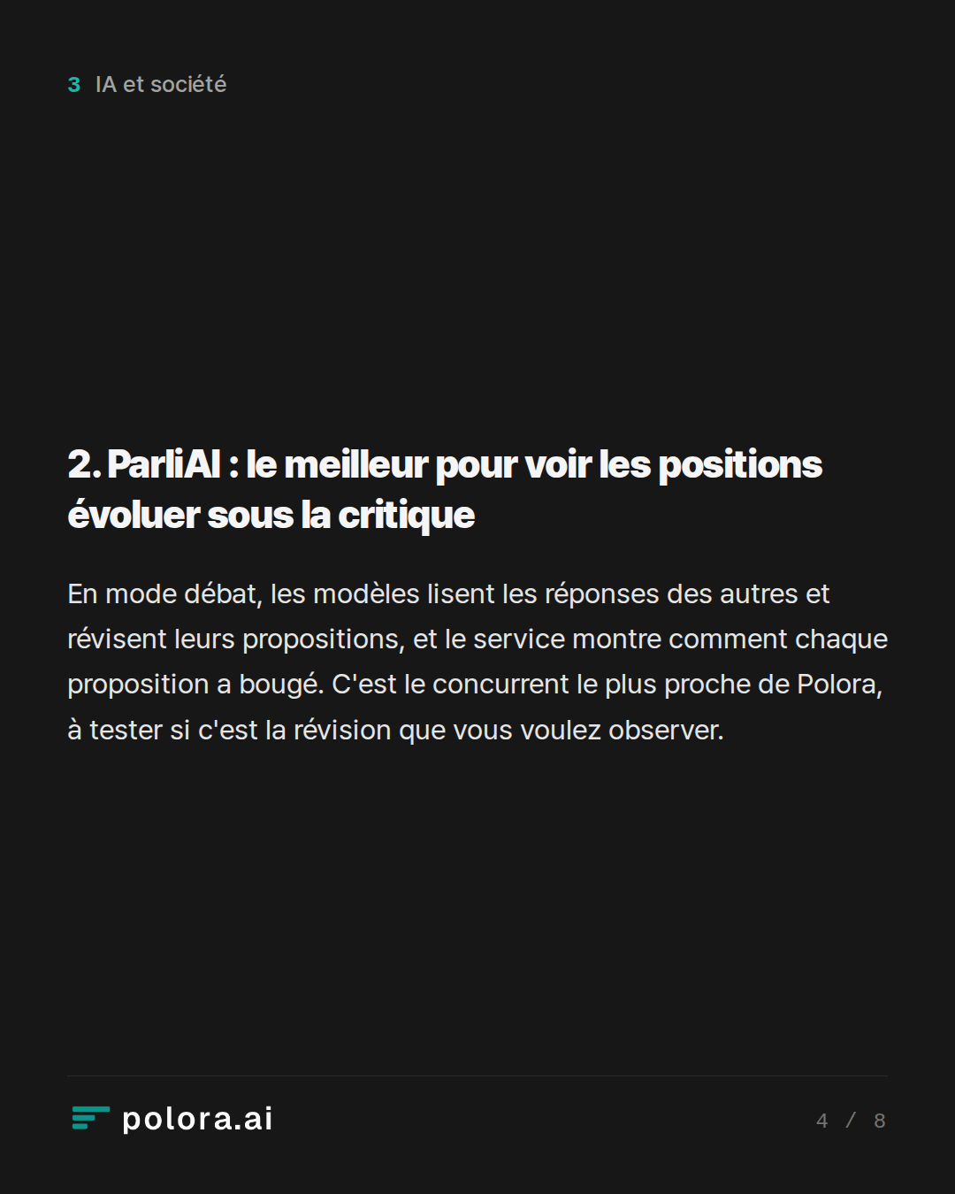 2. ParliAI : le meilleur pour voir les positions évoluer sous la critique