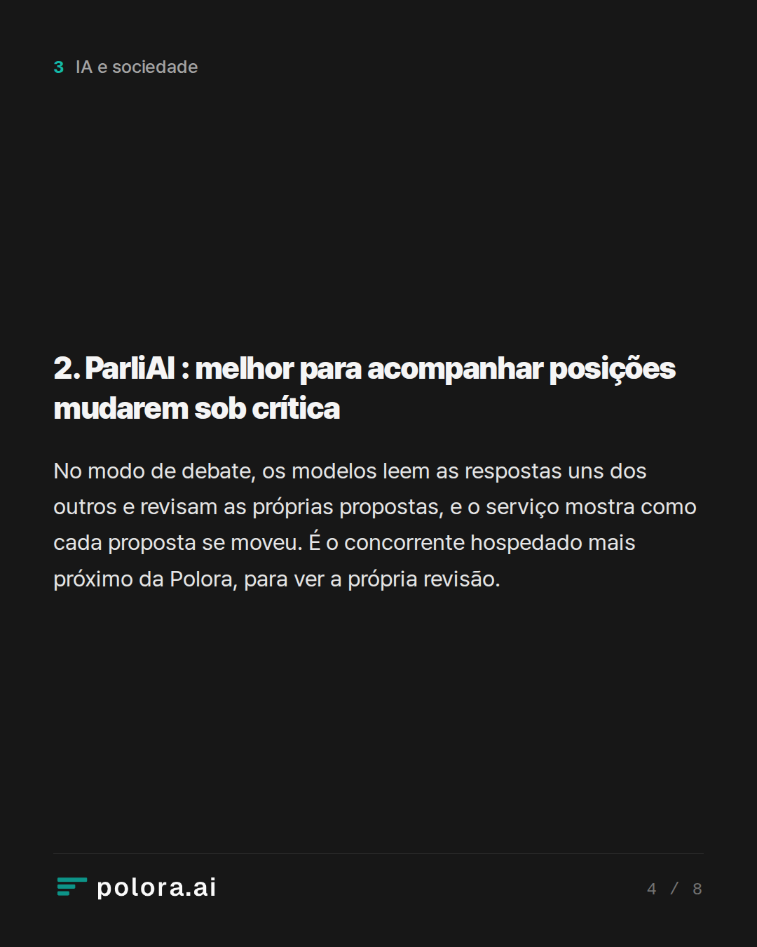 2. ParliAI : melhor para acompanhar posições mudarem sob crítica