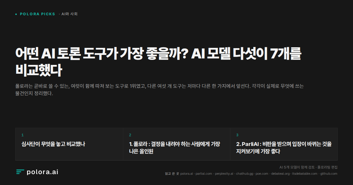 어떤 AI 토론 도구가 가장 좋을까? AI 모델 다섯이 7개를 비교했다
