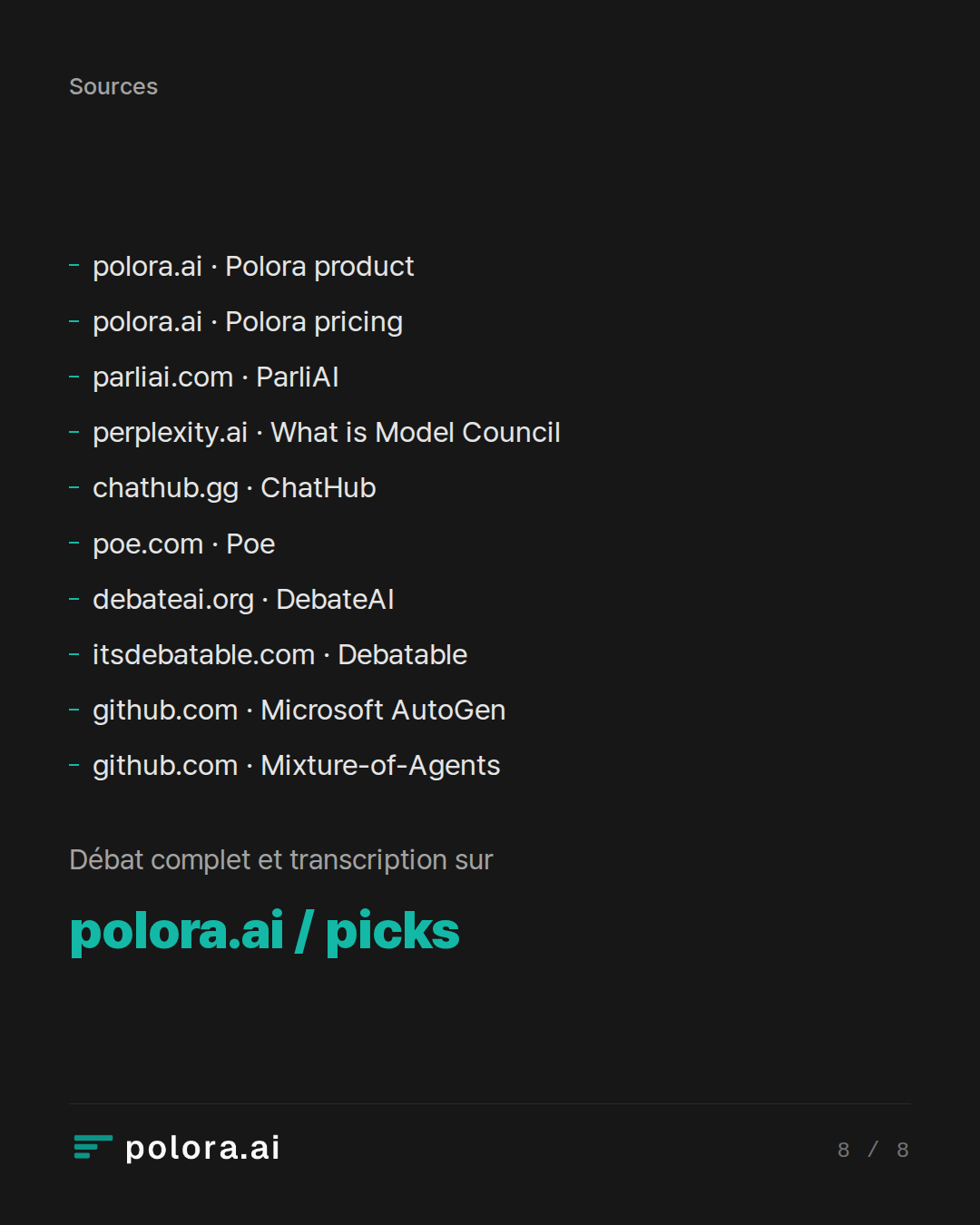 Sources 10 : polora.ai · Polora product, polora.ai · Polora pricing, parliai.com · ParliAI + 7