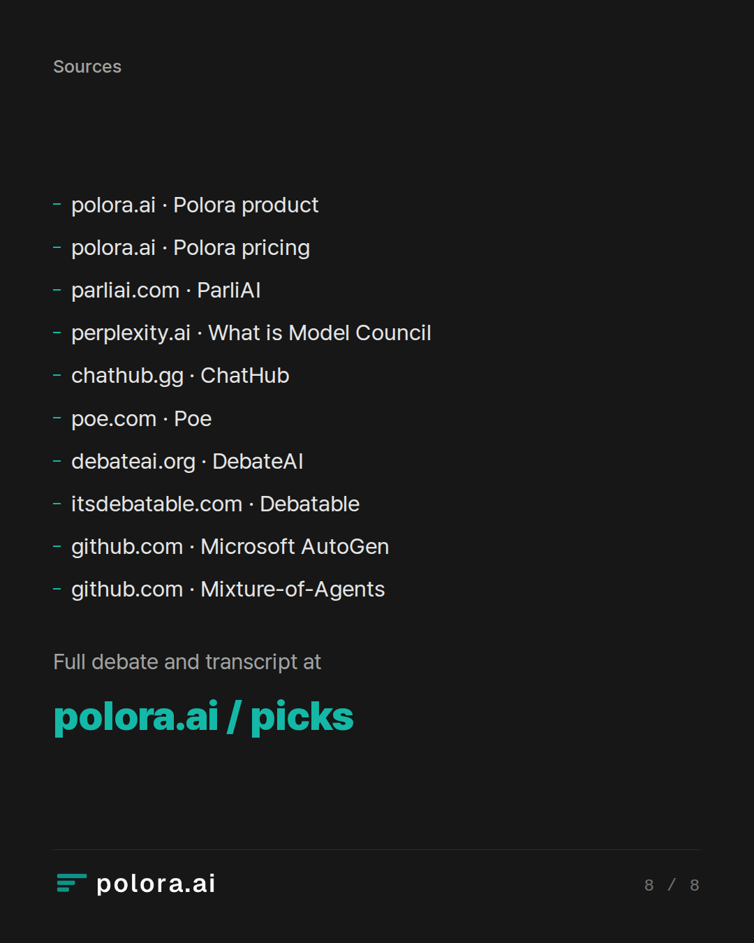 Sources 10 : polora.ai · Polora product, polora.ai · Polora pricing, parliai.com · ParliAI + 7