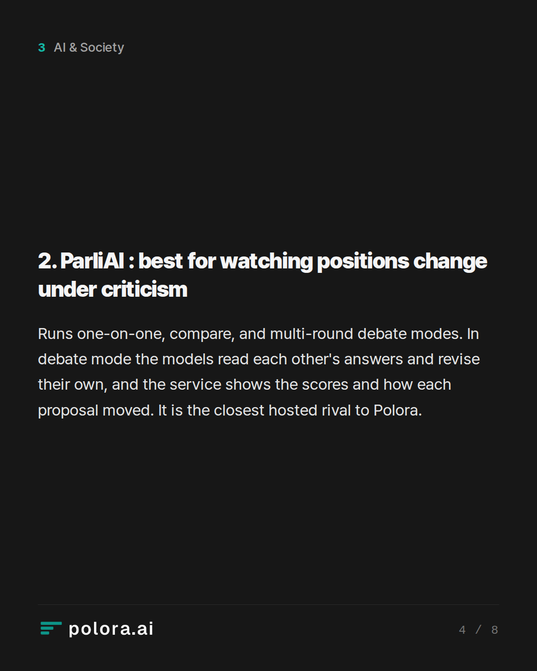 2. ParliAI : best for watching positions change under criticism