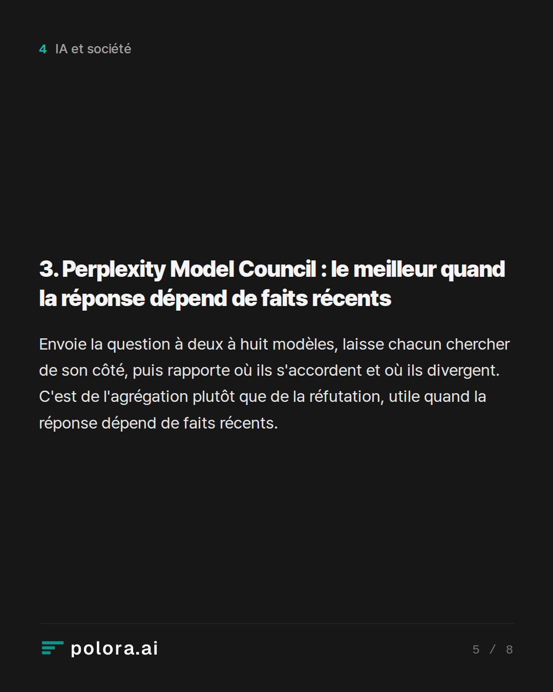 3. Perplexity Model Council : le meilleur quand la réponse dépend de faits récents