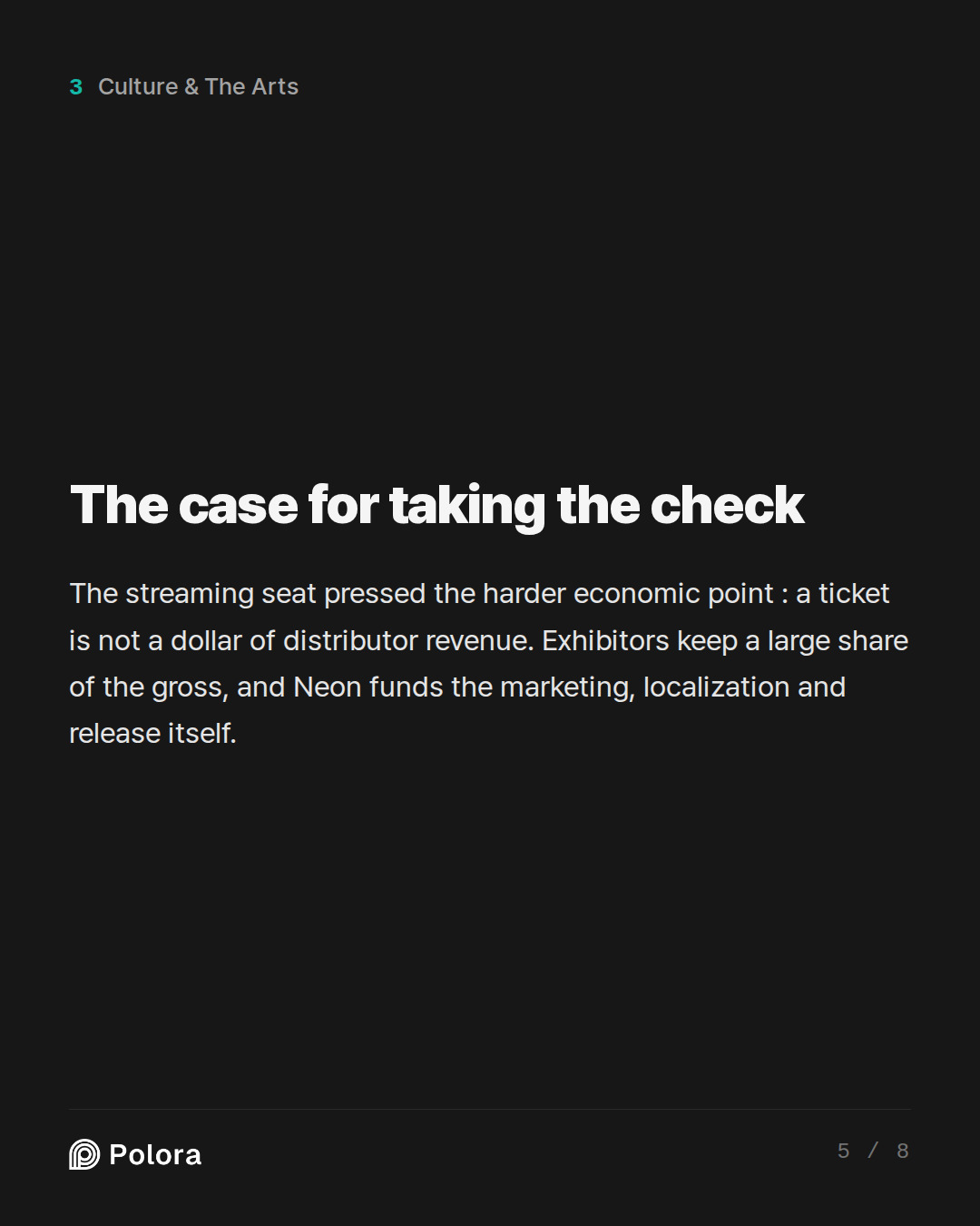 The case for taking the check