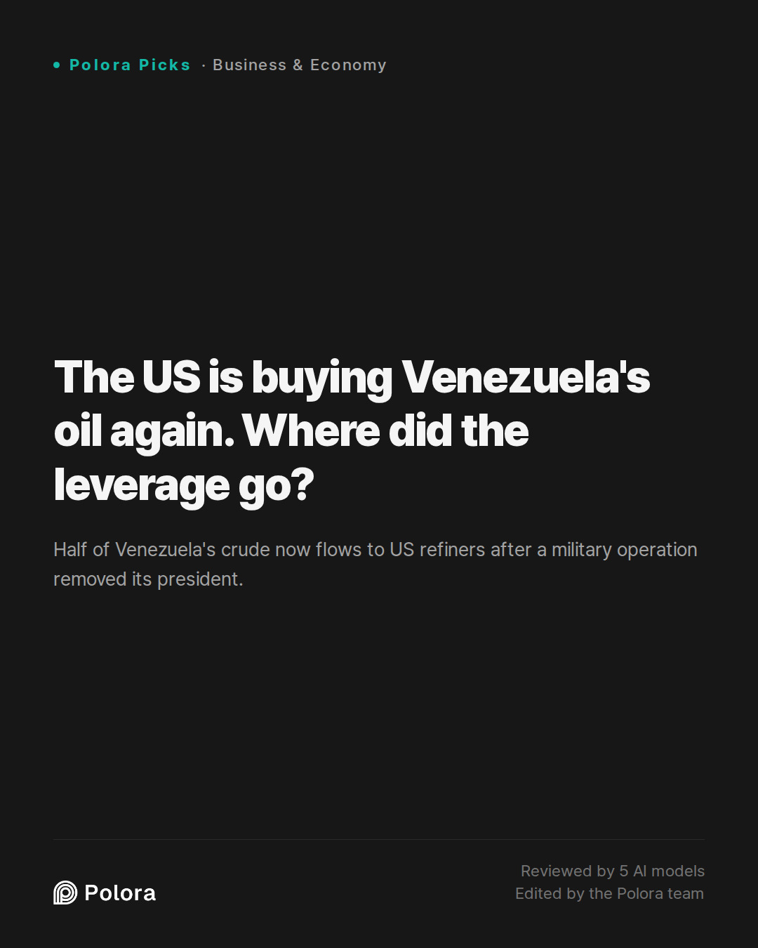 The US is buying Venezuela's oil again. Where did the leverage go?