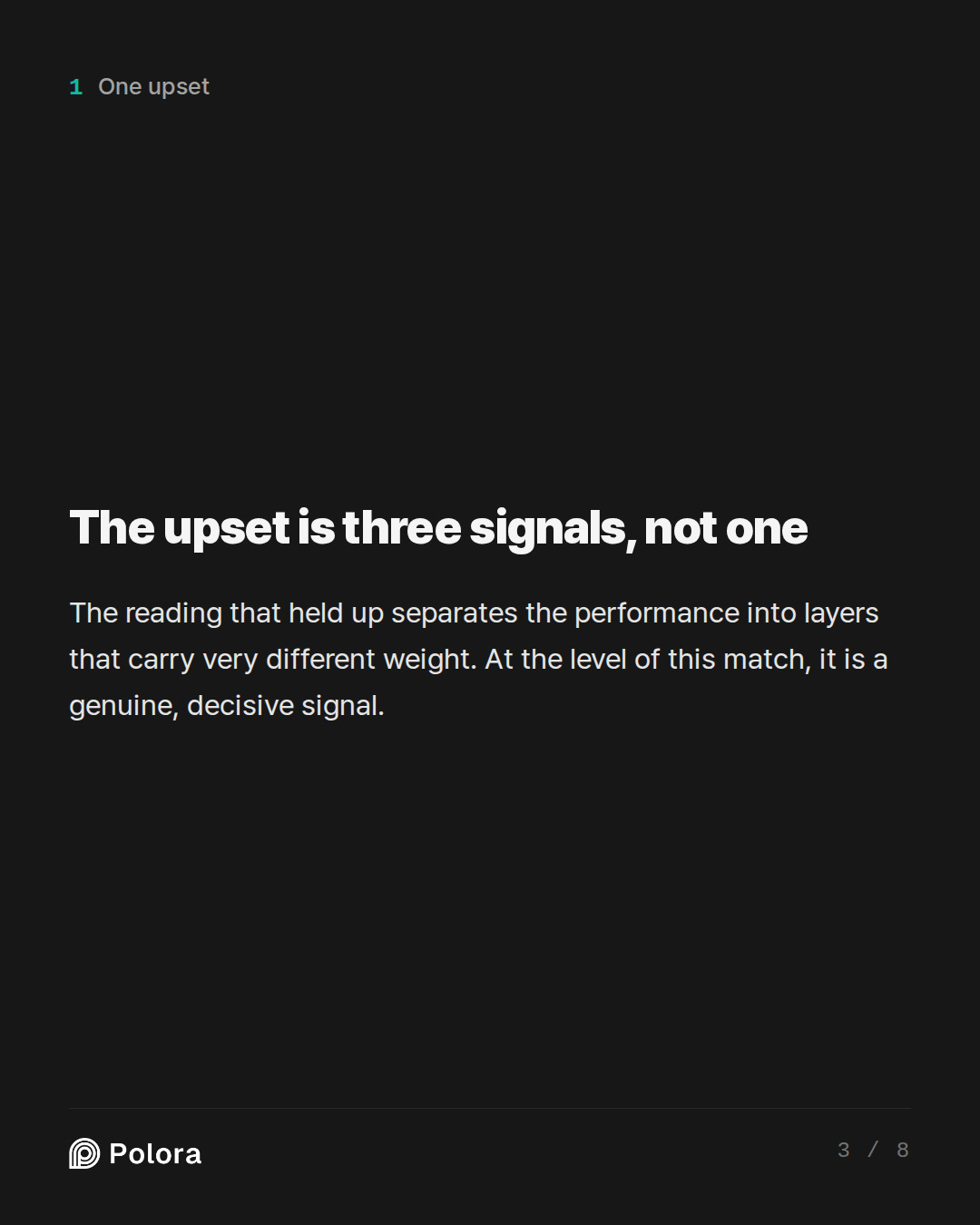 The upset is three signals, not one