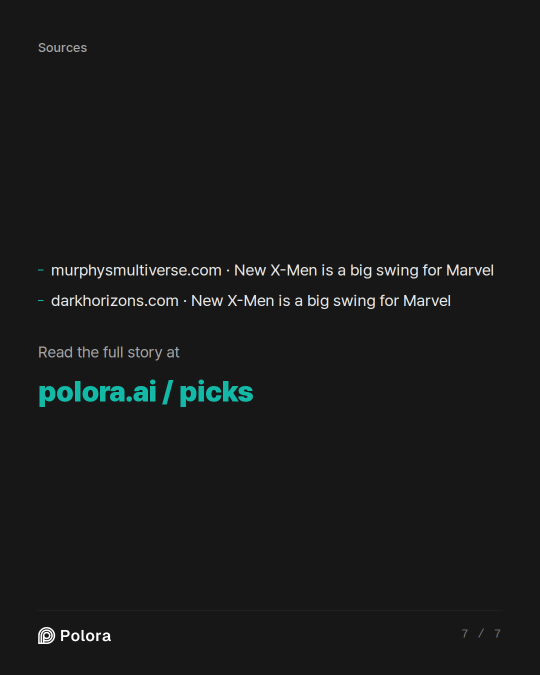 Sources 2 : murphysmultiverse.com · New X-Men is a big swing for Marvel, darkhorizons.com · New X-Men is a big swing for Marvel