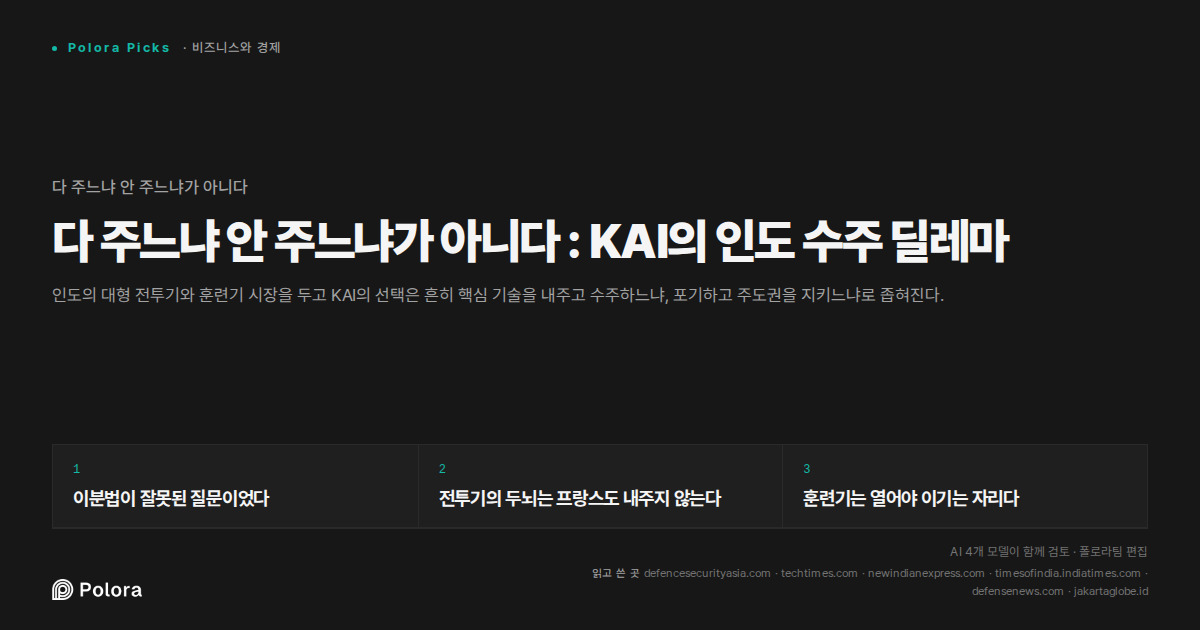 다 주느냐 안 주느냐가 아니다 : KAI의 인도 수주 딜레마