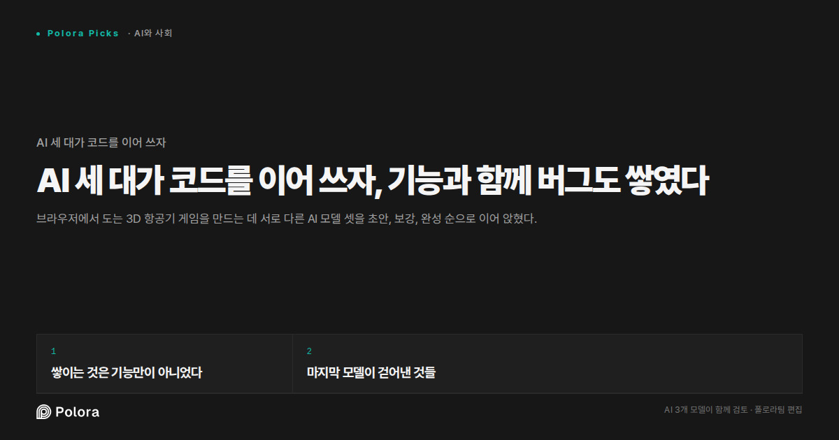 AI 세 대가 코드를 이어 쓰자, 기능과 함께 버그도 쌓였다