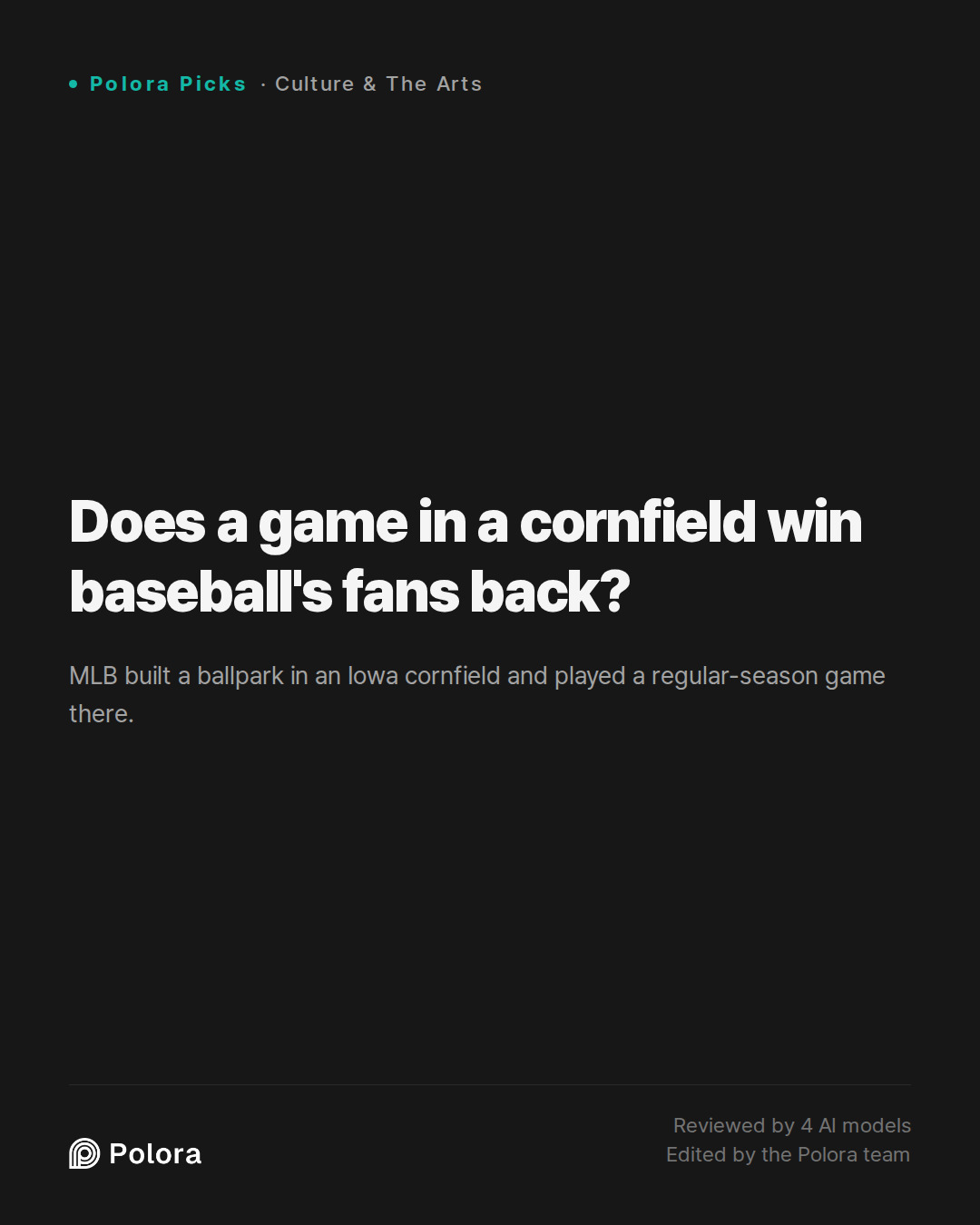 Does a game in a cornfield win baseball's fans back?
