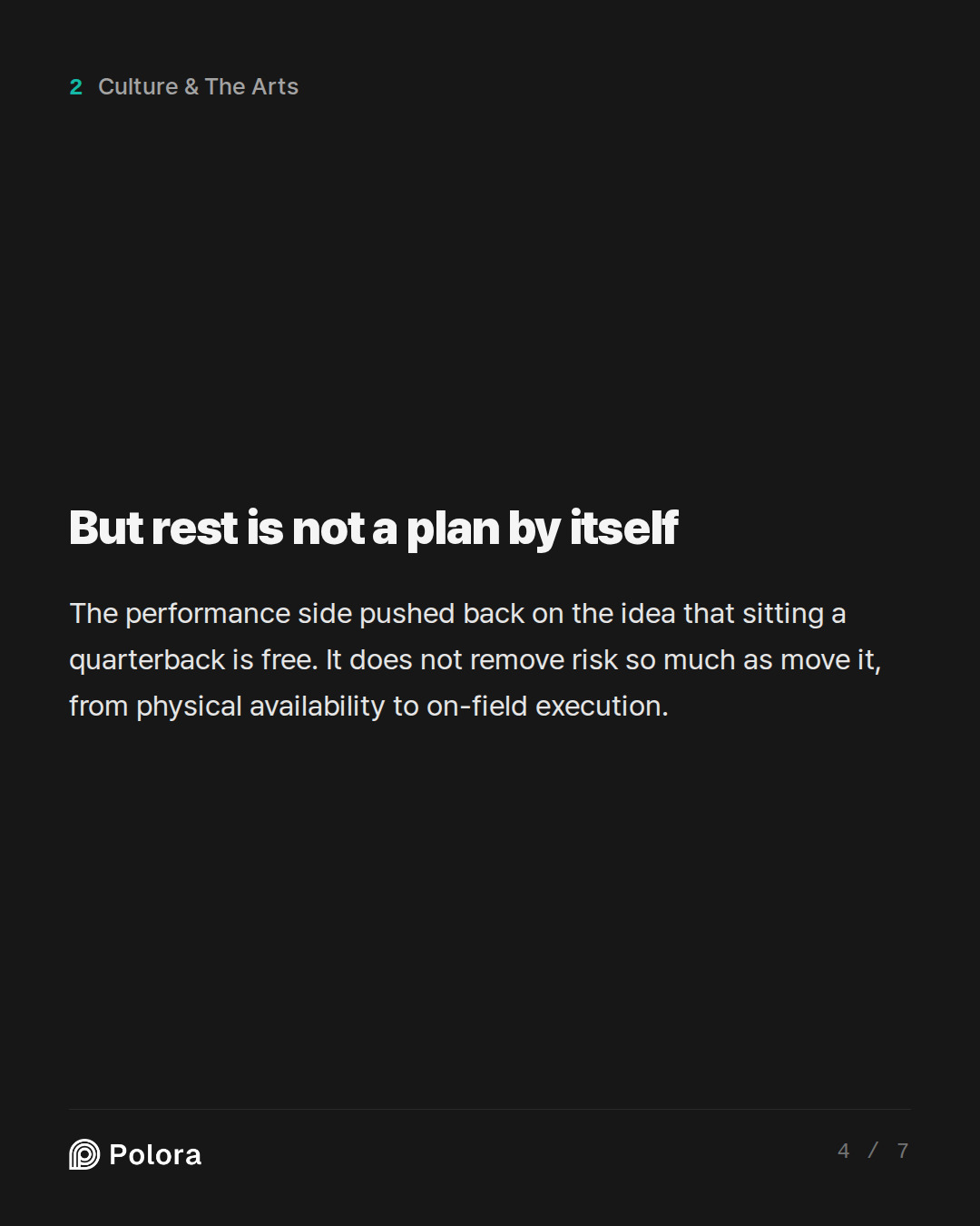 But rest is not a plan by itself