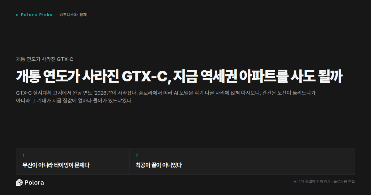 개통 연도가 사라진 GTX-C, 지금 역세권 아파트를 사도 될까