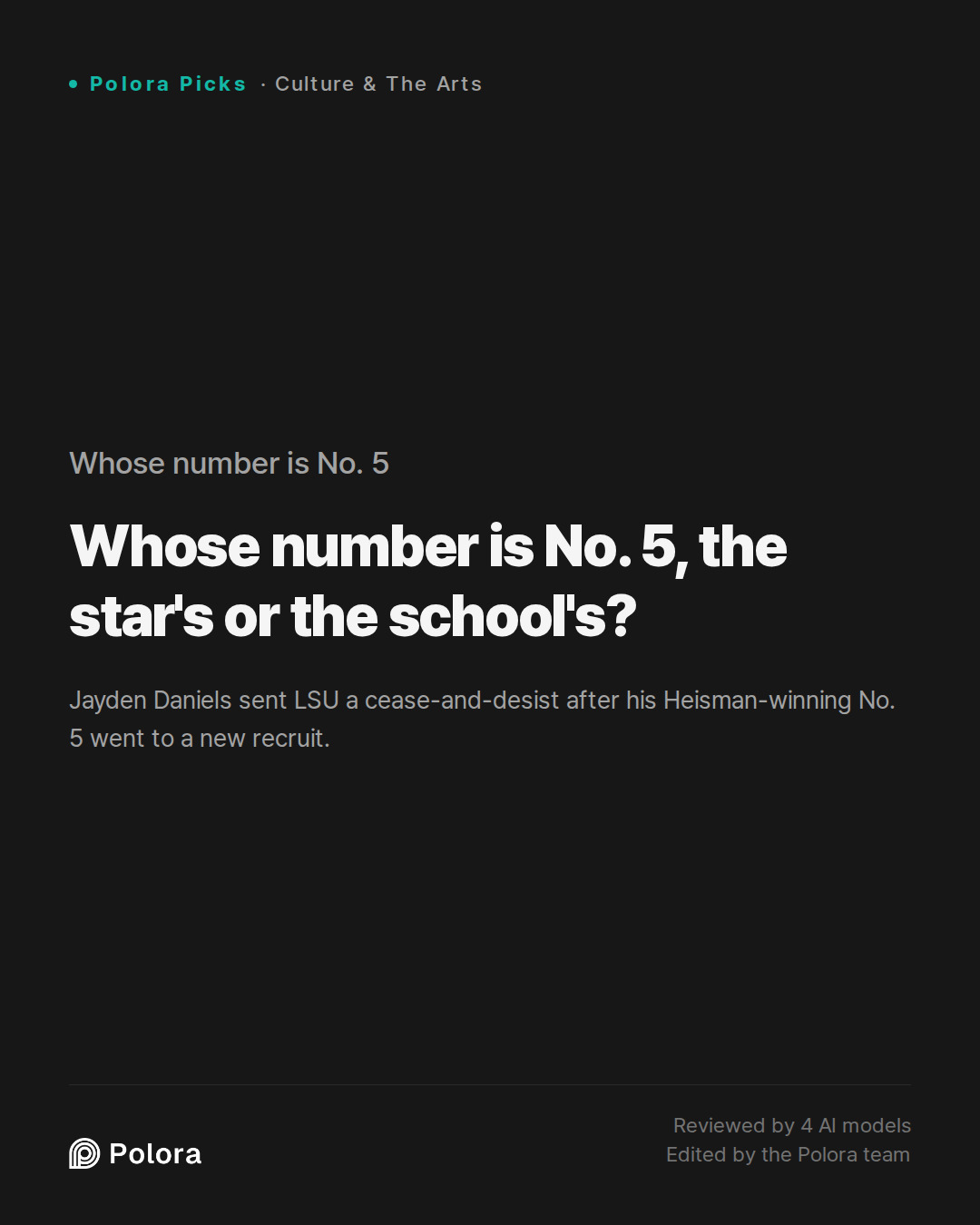 Whose number is No. 5, the star's or the school's?