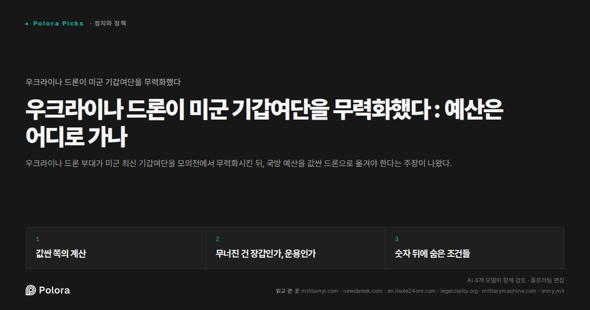 우크라이나 드론이 미군 기갑여단을 무력화했다 : 예산은 어디로 가나