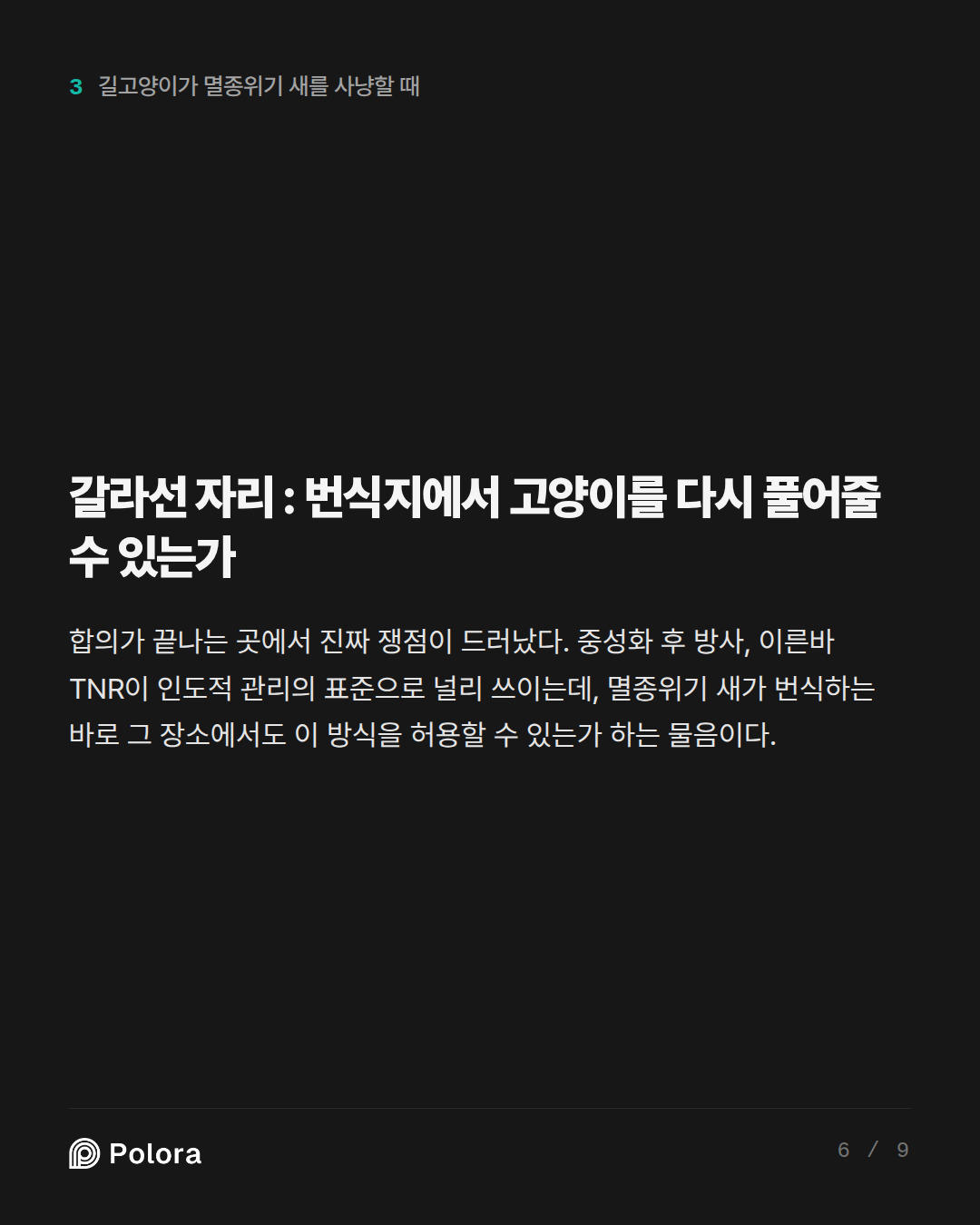 갈라선 자리 : 번식지에서 고양이를 다시 풀어줄 수 있는가