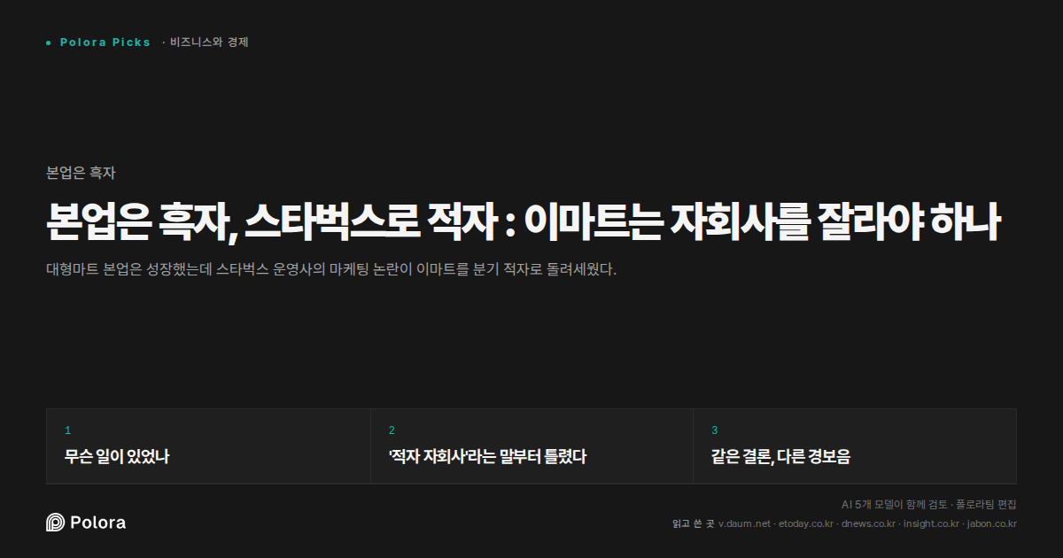 본업은 흑자, 스타벅스로 적자 : 이마트는 자회사를 잘라야 하나