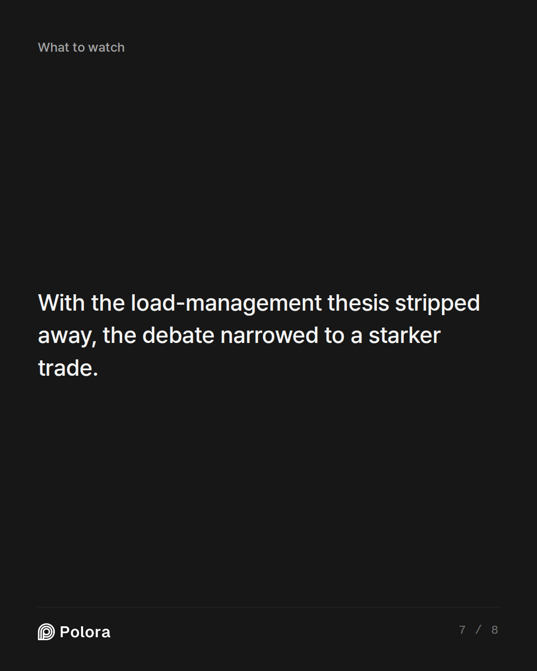 With the load-management thesis stripped away, the debate narrowed to a starker trade.