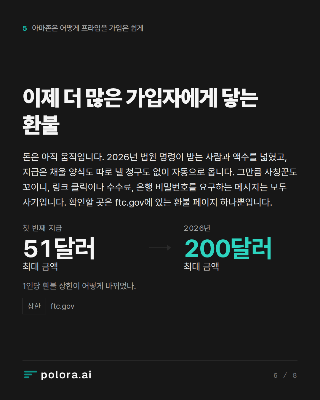 이제 더 많은 가입자에게 닿는 환불 · 첫 번째 지급 51달러 최대 금액 2026년 200달러 최대 금액 1인당 환불 상한이 어떻게 바뀌었나.